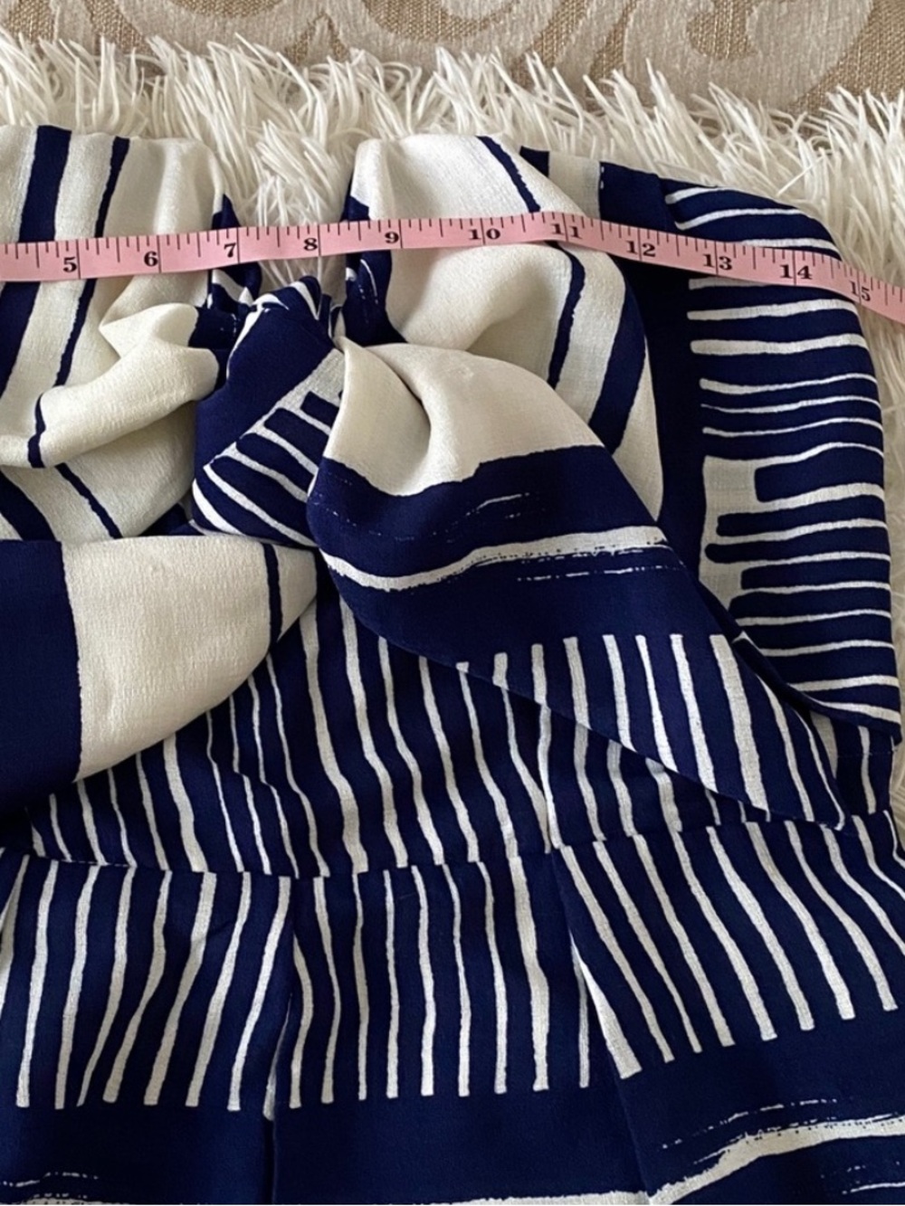 Lulus Navy Cream Striped Bow Front Strapless Romper Small - Picture 6 of 13